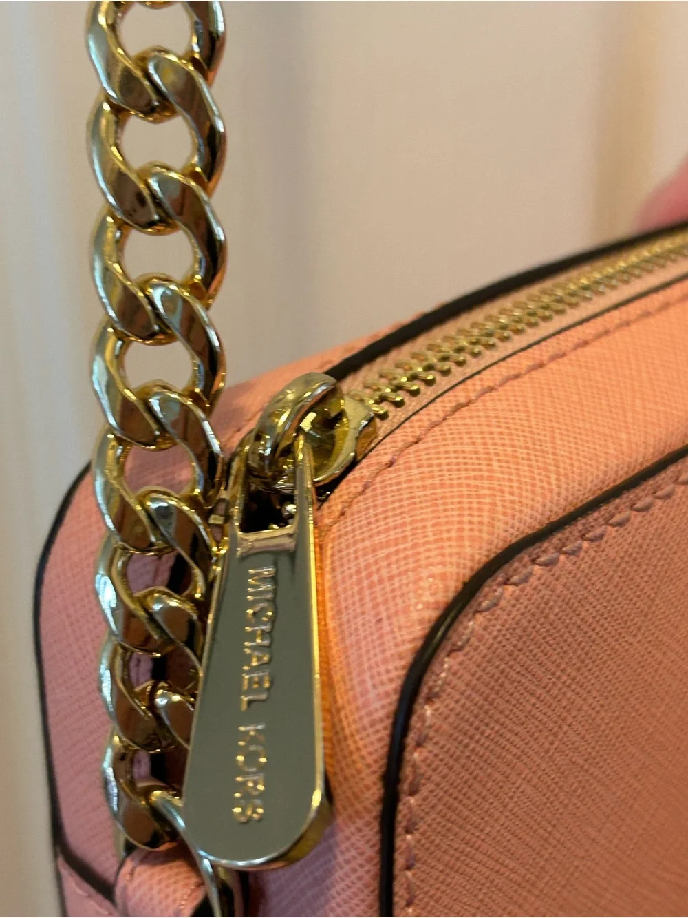 Michael Kors Pink Crossbody Camera Bag with Chain Strap